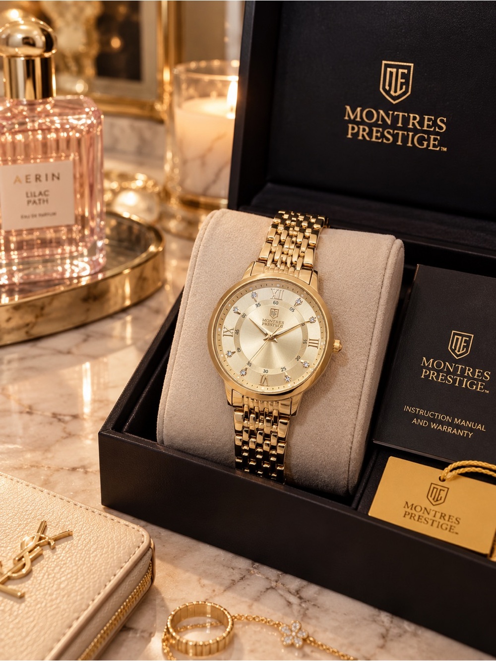 Montres Prestige x Invicta MPW-0007 Gold Women’s Watch 33.5mm NWT